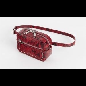 Zara Maroon Snakeskin Belt Bag
